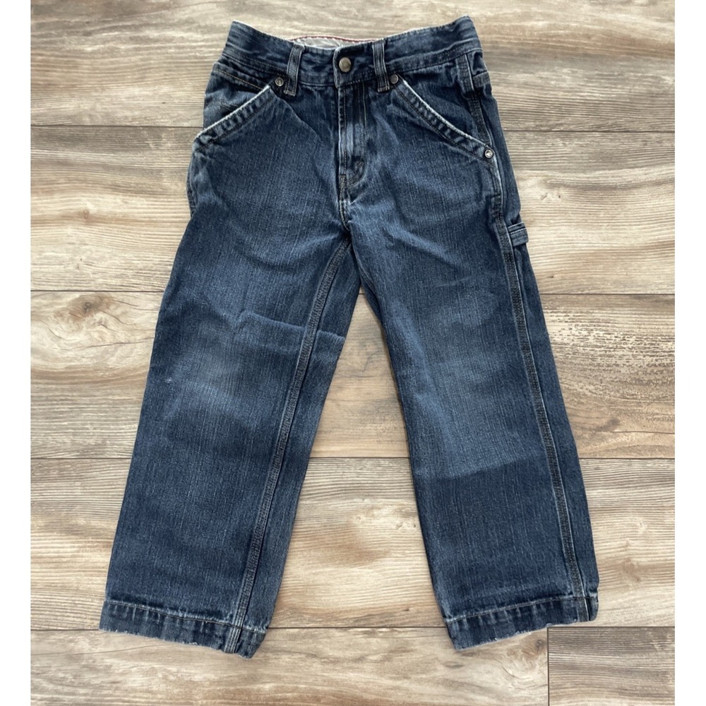 Vintage Levis Boys Size 7X Carpenter Jeans Y2K Red Tab Adjustable Waist Utility